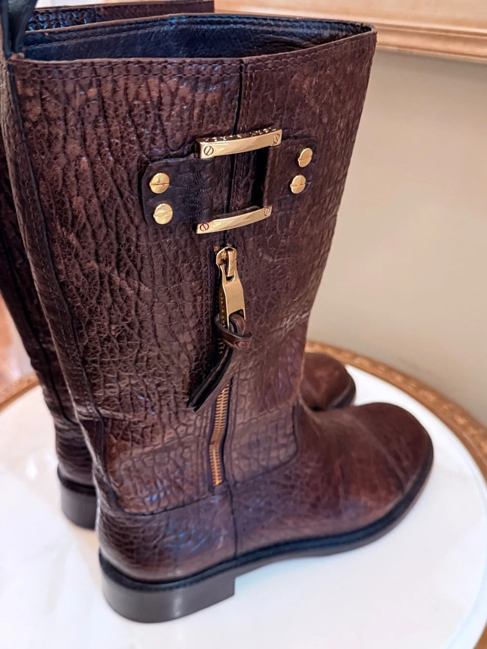 Tory Burch mid -calf Leather Boots 7.5 size
